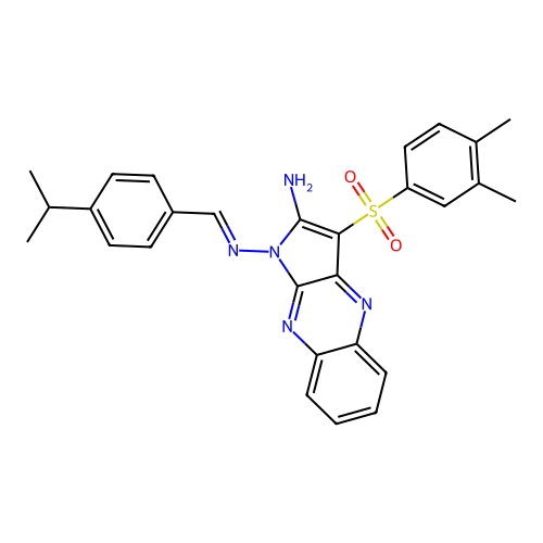 (E)-3-((3,4-dimethylphenyl)sulfonyl)-N1-(4-isopropylbenzylidene)-1H-pyrrolo[2,3-b]quinoxaline-1,2-diamine structure