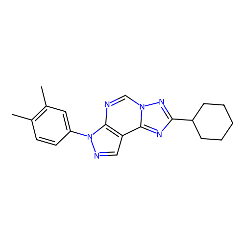 2-cyclohexyl-7-(3,4-dimethylphenyl)-7H-pyrazolo[4,3-e][1,2,4]triazolo[1,5-c]pyrimidine structure