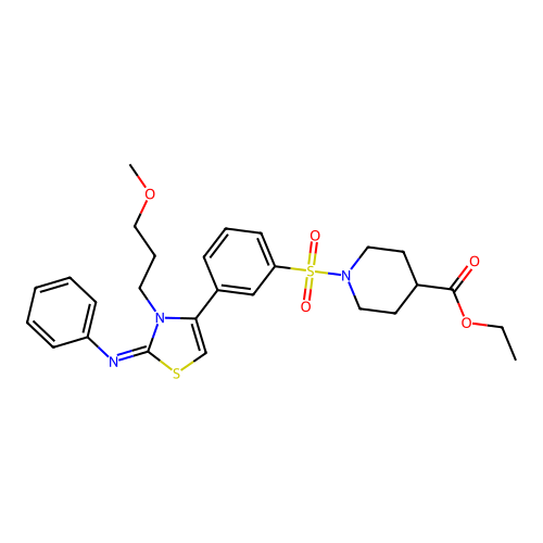 ethyl 1-({3-[(2Z)-3-(3-methoxypropyl)-2-(phenylimino)-2,3-dihydro-1,3-thiazol-4-yl]phenyl}sulfonyl)piperidine-4-carboxylate structure