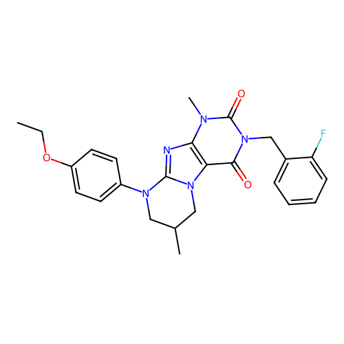 9-(4-ethoxyphenyl)-3-(2-fluorobenzyl)-1,7-dimethyl-6,7,8,9-tetrahydropyrimido[2,1-f]purine-2,4(1H,3H)-dione structure