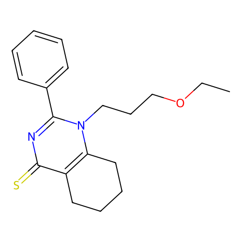 1-(3-ethoxypropyl)-2-phenyl-5,6,7,8-tetrahydroquinazoline-4(1H)-thione structure