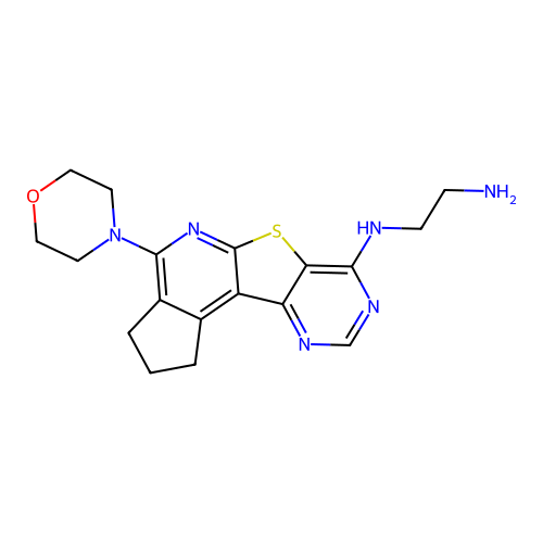 N-[4-(morpholin-4-yl)-2,3-dihydro-1H-cyclopenta[4',5']pyrido[3',2':4,5]thieno[3,2-d]pyrimidin-7-yl]ethane-1,2-diamine structure