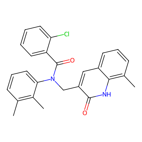 2-chloro-N-(2,3-dimethylphenyl)-N-((2-hydroxy-8-methylquinolin-3-yl)methyl)benzamide structure