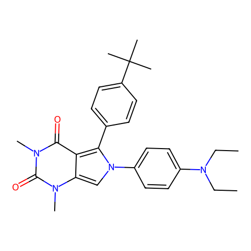 5-(4-(tert-butyl)phenyl)-6-(4-(diethylamino)phenyl)-1,3-dimethyl-1H-pyrrolo[3,4-d]pyrimidine-2,4(3H,6H)-dione structure