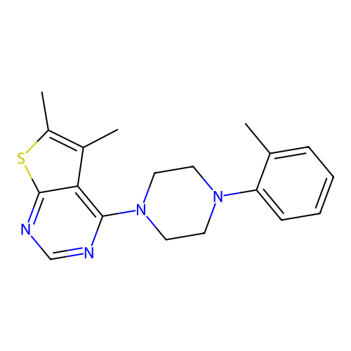 5,6-Dimethyl-4-[4-(2-methylphenyl)piperazin-1-yl]thieno[2,3-d]pyrimidine structure