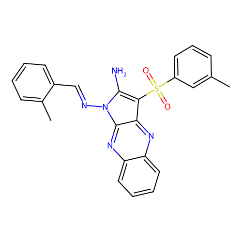 (E)-N1-(2-methylbenzylidene)-3-(m-tolylsulfonyl)-1H-pyrrolo[2,3-b]quinoxaline-1,2-diamine structure