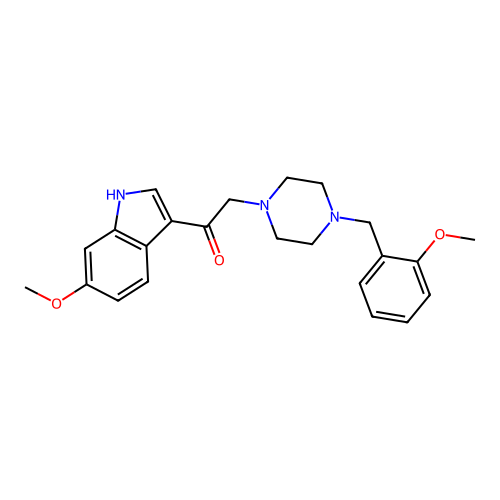 2-[4-(2-methoxybenzyl)piperazin-1-yl]-1-(6-methoxy-1H-indol-3-yl)ethanone structure