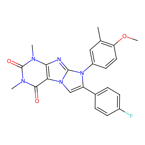 7-(4-fluorophenyl)-8-(4-methoxy-3-methylphenyl)-1,3-dimethyl-1H-imidazo[2,1-f]purine-2,4(3H,8H)-dione structure