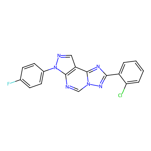 C18H10ClFN6 structure