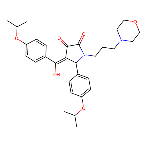 (4E)-4-[hydroxy-(4-propan-2-yloxyphenyl)methylidene]-1-(3-morpholin-4-ylpropyl)-5-(4-propan-2-yloxyphenyl)pyrrolidine-2,3-dione structure