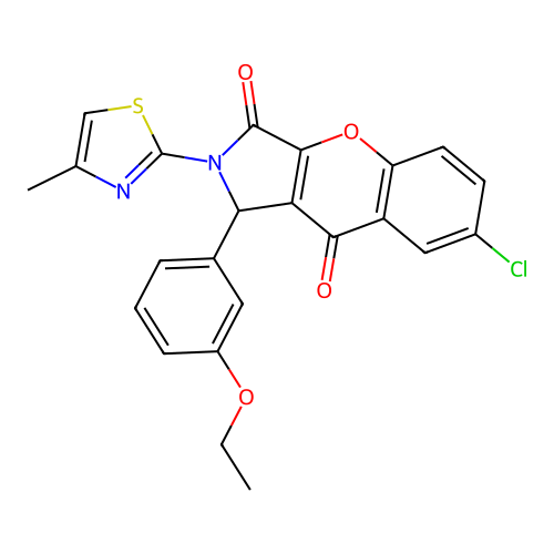 7-chloro-1-(3-ethoxyphenyl)-2-(4-methyl-1,3-thiazol-2-yl)-1,2-dihydrochromeno[2,3-c]pyrrole-3,9-dione structure