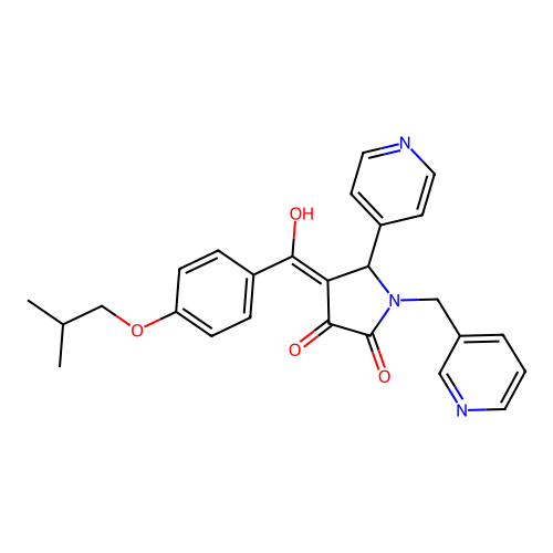 3-hydroxy-4-[4-(2-methylpropoxy)benzoyl]-1-[(pyridin-3-yl)methyl]-5-(pyridin-4-yl)-2,5-dihydro-1H-pyrrol-2-one structure