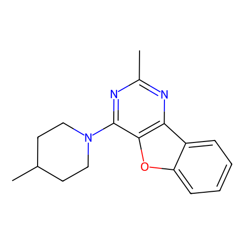 2-Methyl-4-(4-methylpiperidin-1-yl)[1]benzofuro[3,2-d]pyrimidine structure