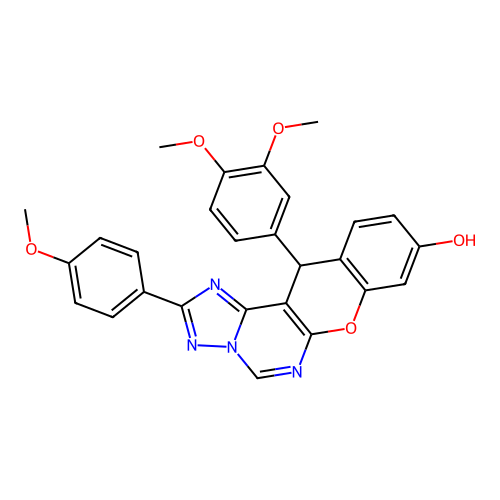 12-(3,4-dimethoxyphenyl)-2-(4-methoxyphenyl)-12H-chromeno[3,2-e][1,2,4]triazolo[1,5-c]pyrimidin-9-ol structure