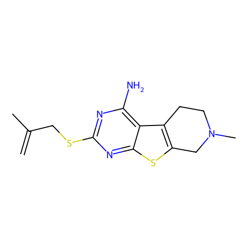 7-methyl-2-((2-methylallyl)thio)-5,6,7,8-tetrahydropyrido[4',3':4,5]thieno[2,3-d]pyrimidin-4-amine structure