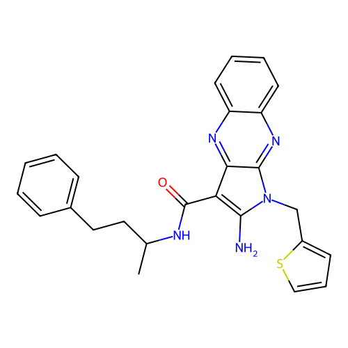 2-amino-N-(4-phenylbutan-2-yl)-1-(thiophen-2-ylmethyl)-1H-pyrrolo[2,3-b]quinoxaline-3-carboxamide structure