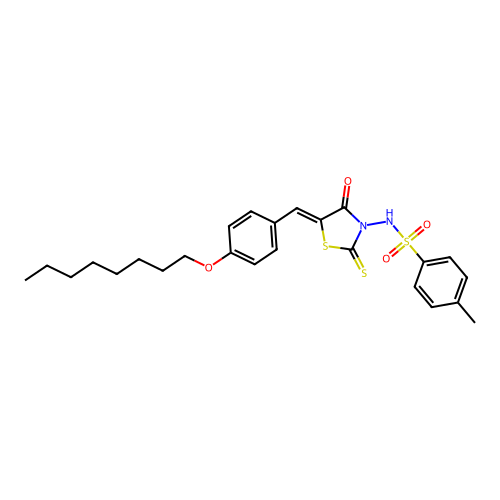 4-methyl-N-{(5Z)-5-[4-(octyloxy)benzylidene]-4-oxo-2-thioxo-1,3-thiazolidin-3-yl}benzenesulfonamide structure