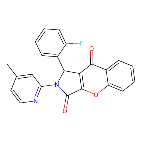 1-(2-fluorophenyl)-2-(4-methylpyridin-2-yl)-1,2-dihydrochromeno[2,3-c]pyrrole-3,9-dione structure