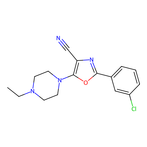 2-(3-Chlorophenyl)-5-(4-ethylpiperazin-1-yl)-1,3-oxazole-4-carbonitrile structure