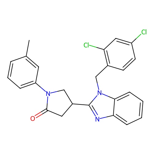 4-(1-(2,4-dichlorobenzyl)-1H-benzo[d]imidazol-2-yl)-1-(m-tolyl)pyrrolidin-2-one structure