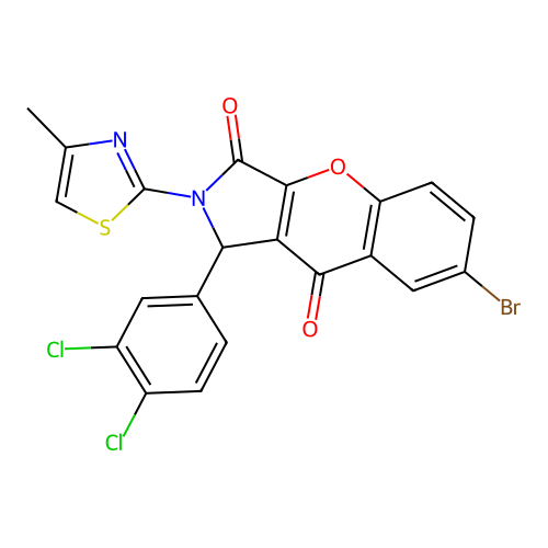 7-bromo-1-(3,4-dichlorophenyl)-2-(4-methyl-1,3-thiazol-2-yl)-1,2-dihydrochromeno[2,3-c]pyrrole-3,9-dione structure