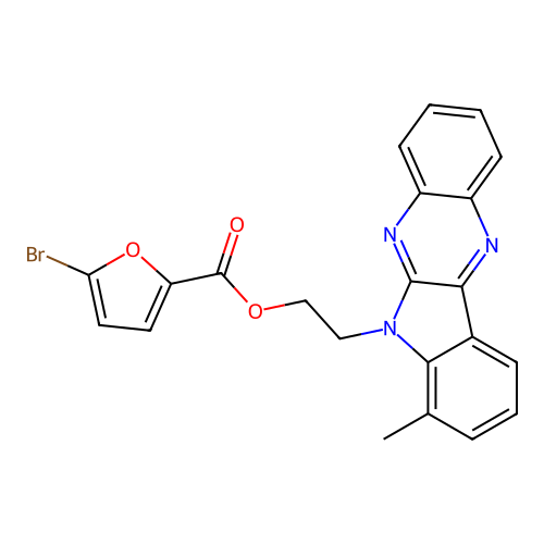 2-(4-Methylindolo[2,3-b]quinoxalin-5-yl)ethyl 5-bromofuran-2-carboxylate structure