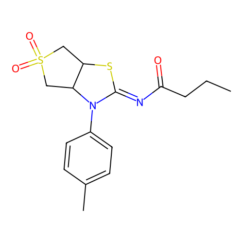 N-[(2Z)-3-(4-methylphenyl)-5,5-dioxidotetrahydrothieno[3,4-d][1,3]thiazol-2(3H)-ylidene]butanamide structure