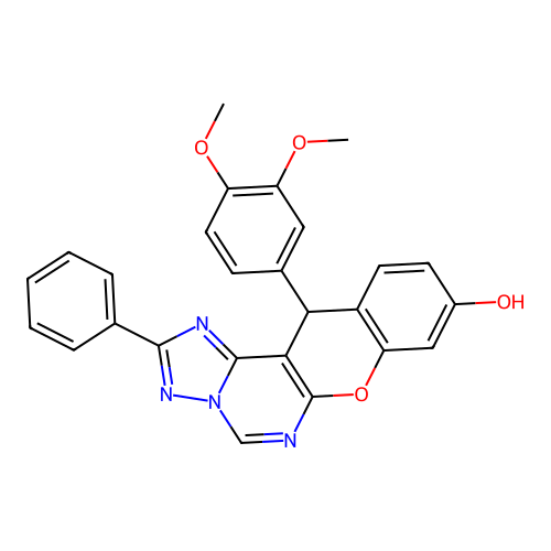 12-(3,4-dimethoxyphenyl)-2-phenyl-12H-chromeno[3,2-e][1,2,4]triazolo[1,5-c]pyrimidin-9-ol structure