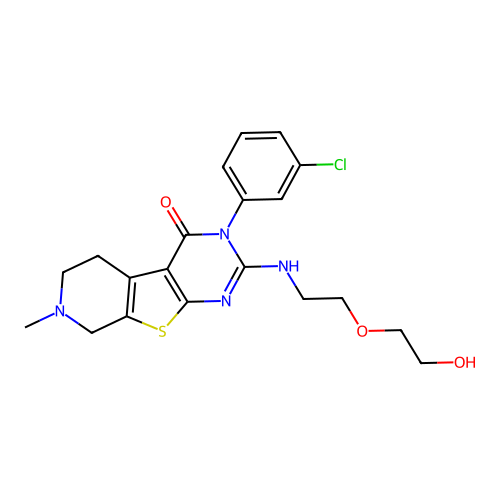 3-(3-chlorophenyl)-2-((2-(2-hydroxyethoxy)ethyl)amino)-7-methyl-5,6,7,8-tetrahydropyrido[4',3':4,5]thieno[2,3-d]pyrimidin-4(3H)-one structure