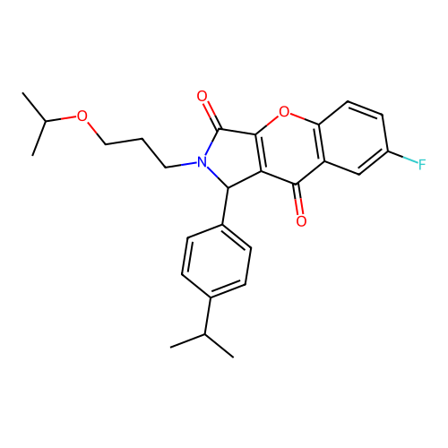7-fluoro-2-[3-(propan-2-yloxy)propyl]-1-[4-(propan-2-yl)phenyl]-1,2-dihydrochromeno[2,3-c]pyrrole-3,9-dione structure