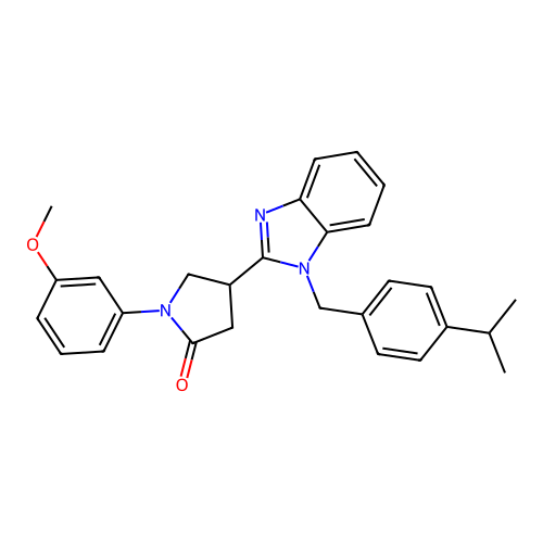 1-(3-methoxyphenyl)-4-[1-[(4-propan-2-ylphenyl)methyl]benzimidazol-2-yl]pyrrolidin-2-one structure