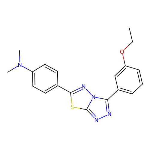 4-(3-(3-ethoxyphenyl)-[1,2,4]triazolo[3,4-b][1,3,4]thiadiazol-6-yl)-N,N-dimethylaniline structure