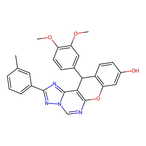 12-(3,4-dimethoxyphenyl)-2-(3-methylphenyl)-12H-chromeno[3,2-e][1,2,4]triazolo[1,5-c]pyrimidin-9-ol structure