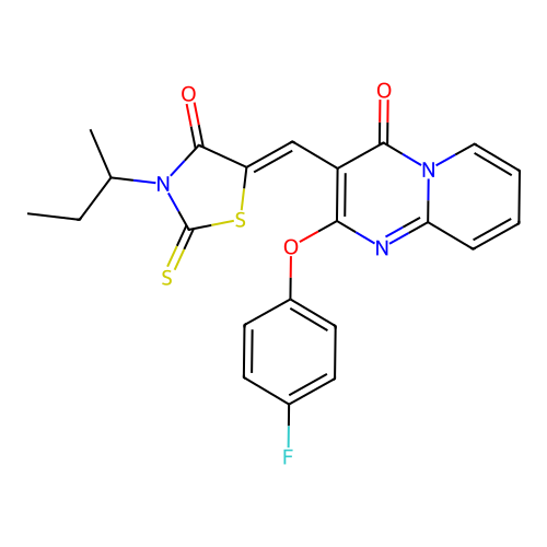 3-(sec-butyl)-5-{(Z)-1-[2-(4-fluorophenoxy)-4-oxo-4H-pyrido[1,2-a]pyrimidin-3-yl]methylidene}-2-thioxo-1,3-thiazolan-4-one structure