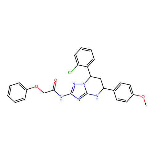 N-(7-(2-chlorophenyl)-5-(4-methoxyphenyl)-4,5,6,7-tetrahydro-[1,2,4]triazolo[1,5-a]pyrimidin-2-yl)-2-phenoxyacetamide structure