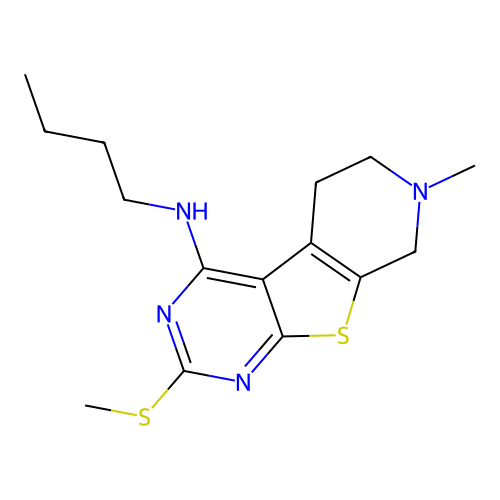 N-butyl-7-methyl-2-(methylsulfanyl)-5,6,7,8-tetrahydropyrido[4',3':4,5]thieno[2,3-d]pyrimidin-4-amine structure