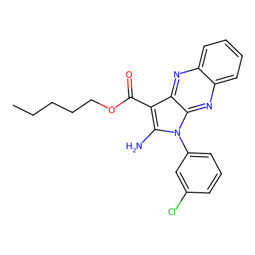 pentyl 2-amino-1-(3-chlorophenyl)-1H-pyrrolo[2,3-b]quinoxaline-3-carboxylate structure