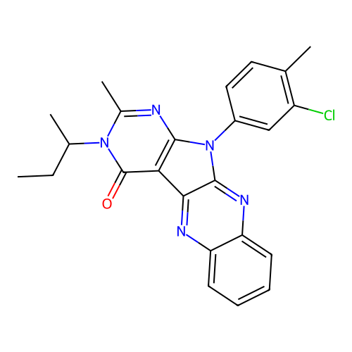 3-(butan-2-yl)-11-(3-chloro-4-methylphenyl)-2-methyl-3,11-dihydro-4H-pyrimido[5',4':4,5]pyrrolo[2,3-b]quinoxalin-4-one structure