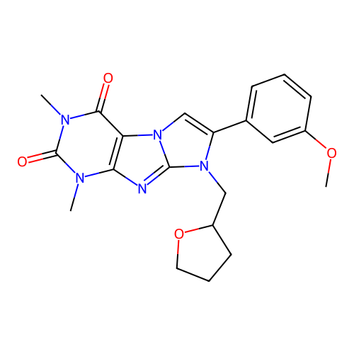 7-(3-methoxyphenyl)-2,4-dimethyl-6-(oxolan-2-ylmethyl)purino[7,8-a]imidazole-1,3-dione structure