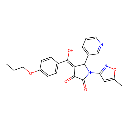 3-hydroxy-1-(5-methyl-1,2-oxazol-3-yl)-4-(4-propoxybenzoyl)-5-(pyridin-3-yl)-2,5-dihydro-1H-pyrrol-2-one structure