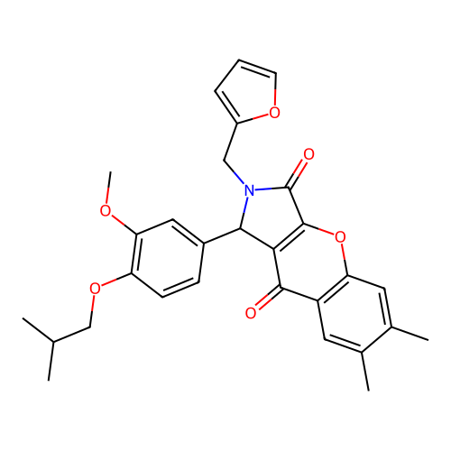 2-(2-furylmethyl)-1-(4-isobutoxy-3-methoxyphenyl)-6,7-dimethyl-1,2-dihydrochromeno[2,3-c]pyrrole-3,9-dione structure