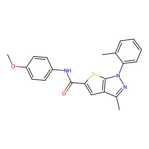 N-(4-methoxyphenyl)-3-methyl-1-(2-methylphenyl)-1H-thieno[2,3-c]pyrazole-5-carboxamide structure