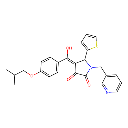 3-hydroxy-4-[4-(2-methylpropoxy)benzoyl]-1-[(pyridin-3-yl)methyl]-5-(thiophen-2-yl)-2,5-dihydro-1H-pyrrol-2-one structure