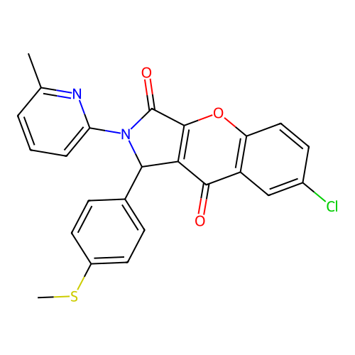 7-chloro-2-(6-methyl-2-pyridyl)-1-[4-(methylsulfanyl)phenyl]-1,2-dihydrochromeno[2,3-c]pyrrole-3,9-dione structure