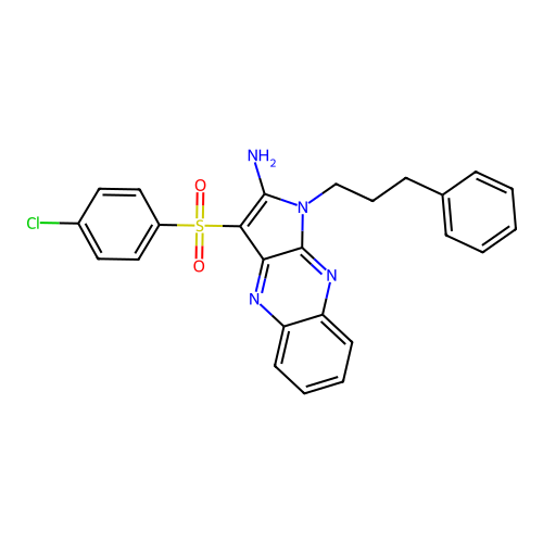 3-((4-chlorophenyl)sulfonyl)-1-(3-phenylpropyl)-1H-pyrrolo[2,3-b]quinoxalin-2-amine structure