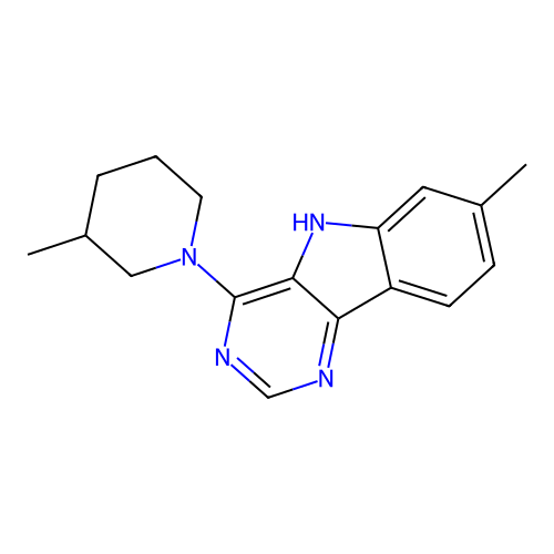 7-methyl-4-(3-methylpiperidin-1-yl)-5H-pyrimido[5,4-b]indole structure