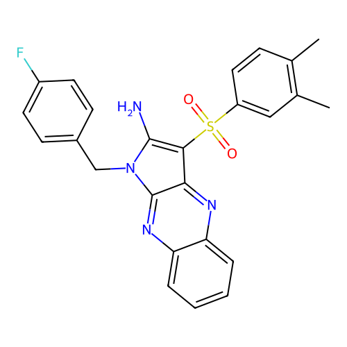 3-((3,4-dimethylphenyl)sulfonyl)-1-(4-fluorobenzyl)-1H-pyrrolo[2,3-b]quinoxalin-2-amine structure