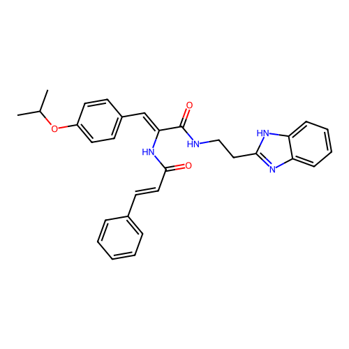 (Z)-N-(2-(1H-benzo[d]imidazol-2-yl)ethyl)-2-cinnamamido-3-(4-isopropoxyphenyl)acrylamide structure