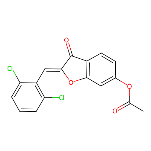 (Z)-2-(2,6-dichlorobenzylidene)-3-oxo-2,3-dihydrobenzofuran-6-yl acetate structure