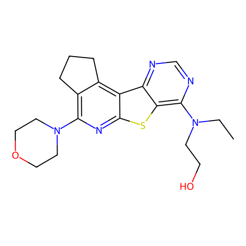 2-(ethyl(4-morpholino-2,3-dihydro-1H-cyclopenta[4',5']pyrido[3',2':4,5]thieno[3,2-d]pyrimidin-7-yl)amino)ethanol structure
